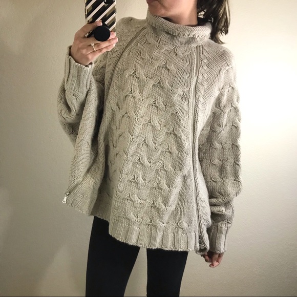 lovestitch Sweaters - lovestitch S/M Dark Beige Poncho Knit Sweater